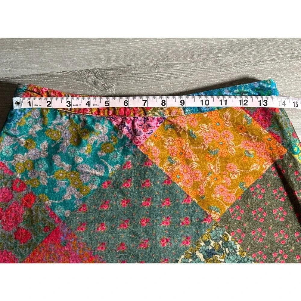 Natural Life Med Patchwork Floral Maxi Skirt Cotton Boho Cottagecore Festival
